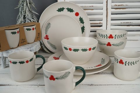 Stoneware Dinnerware Set with Engraved Christmas Star BH892