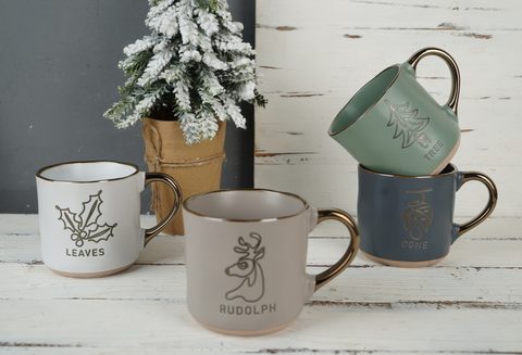 Stoneware Mug with Metallic Pattern BH902