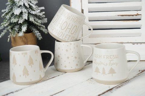 Stoneware Mug Engraved Pattern LS175