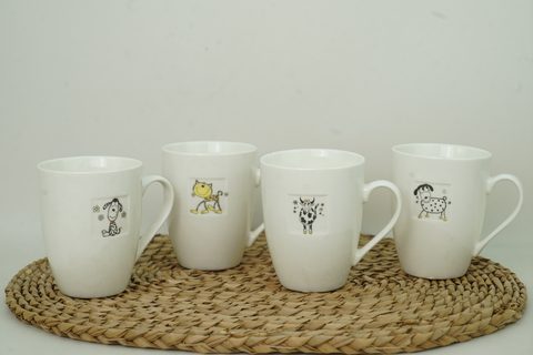 New Bone China Embossed Square with Decal