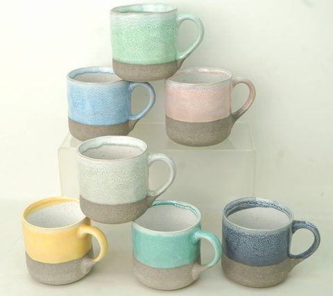 Stoneware Coffee Mug Set Reactive Glaze with Rough Glaze BH574