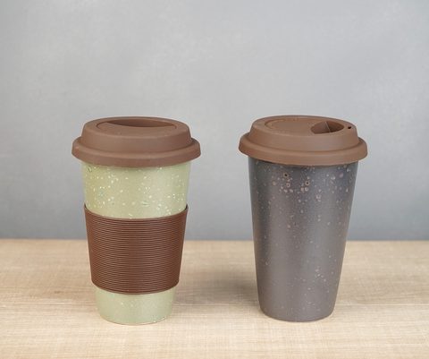 Stoneware Take Away Mug Reactive Glaze with Silicon Lid
