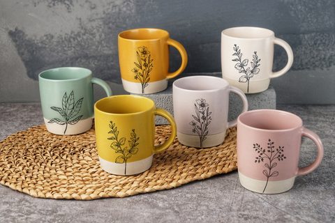 Stoneware Coffee Mug Tea Mug Set Printing Branch Design BH745