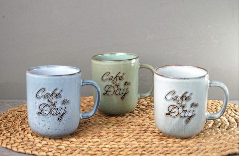 Stoneware Reactive Glaze Coffee Mug Cafe of the Day LS089