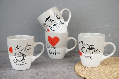 Stoneware Bullet Mug with Coffee Design