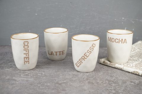 Stoneware Mug Without Handle with Coffee Words BH822