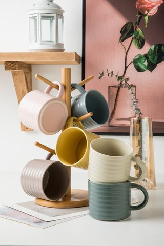 Stoneware Coffee and Tea Mug Set Embossed QX