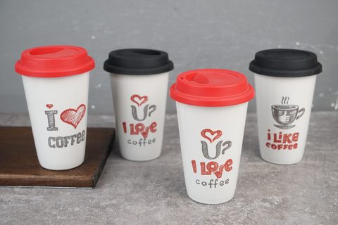 Stoneware Single Wall Take-away Mug with Print K727