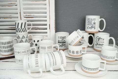 New Bone China Mug Engraved Pattern RX0330-3