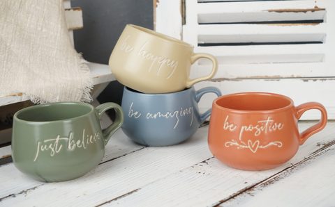 Stoneware Mug Engraved Pattern LS171