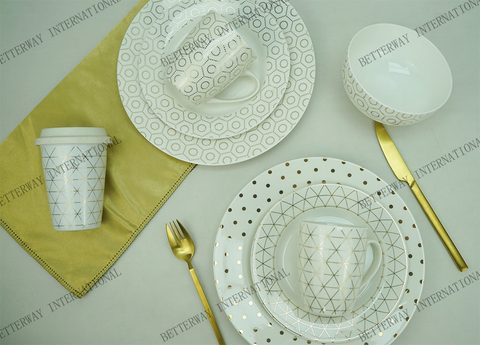 New Bone China Dinnerware with Gold Design