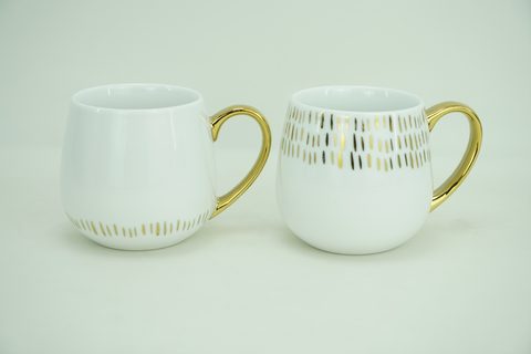 Porcelain Belly Mug with Gold Design