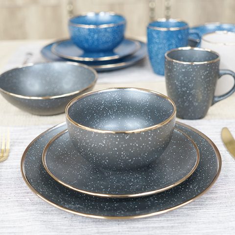 Stoneware Dinnerware Set Matte Glaze with Sesame Dots BH686