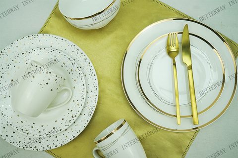 New Bone China Dinnerware with Gold Design
