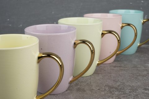 New Bone China Bullet Mug Electroplated Gold Handle YH057