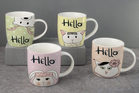 New Bone China Mug with Cute Cartoon Design B2758