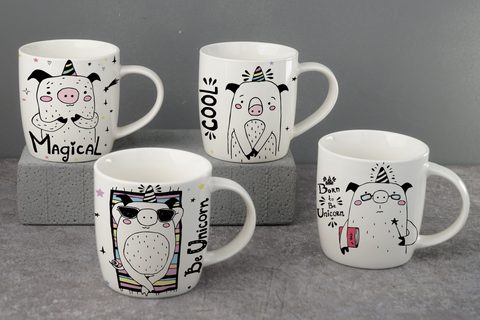 New Bone China Mug with Cute Cartoon Design B2758