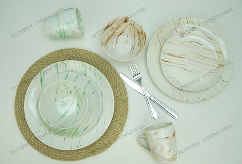 Stoneware Dinnerware with Marble Pattern