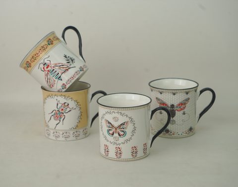 New Bone China Coffee Mug with Insect Design