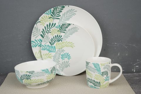 New Bone China Dinnerware Set with Leaf Design 7851Y