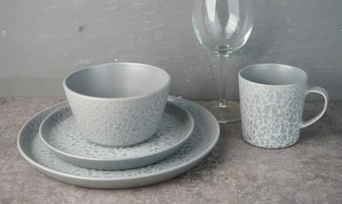 Stoneware Dinnerware Set Reactive Glaze Grey Color