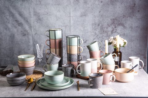 Stoneware Nordic Color Dinnerware Set Reactive Glaze
