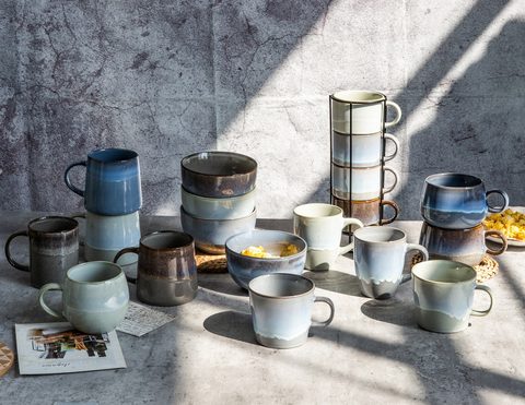 Stoneware Reactive Glaze Mug Set