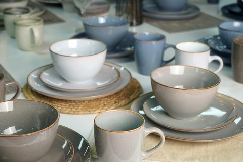 Stoneware Dinnerware Set Reactive Glaze with Reactive Rim