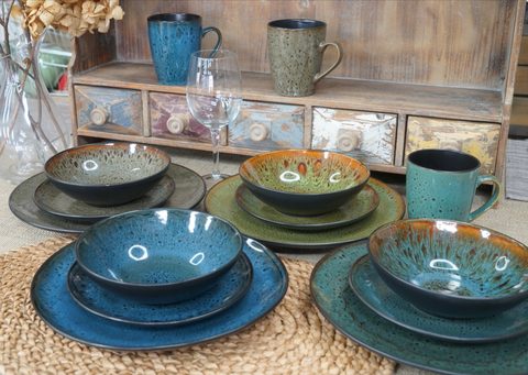 Stoneware Reactive Glaze Dinnerware Set QX463