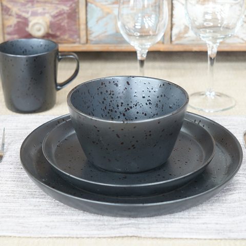Stoneware Dinnerware Set Black Color