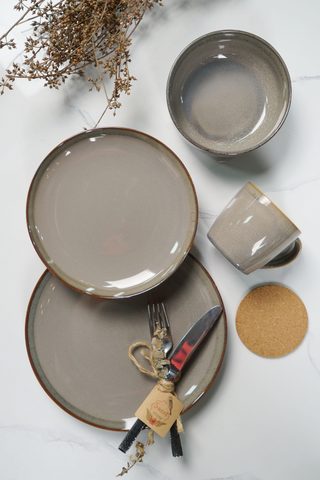 Stoneware Grey Color Reactive Glaze Dinnerware Set LS101