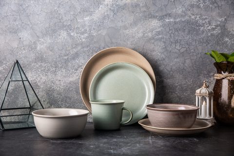 Stoneware Dinnerware Set Matte Reactive Glaze Embossed Lines YX077