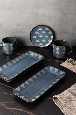 Stoneware Rectangle Plate Reactive Glaze YX