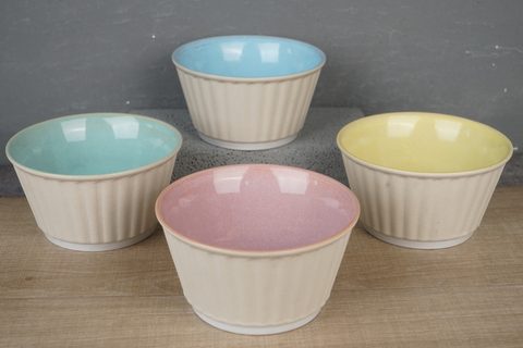 Stoneware Bowl Reactive Glaze with Embossed Pattern