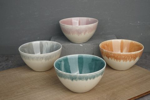 New Bone China Bowl Set Reactive Glaze YH046