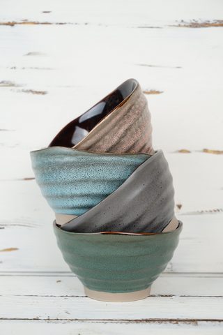 Stoneware Bowl Set Reactive Glaze BH
