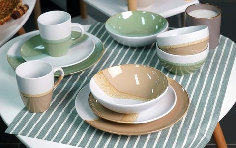 Stoneware Dinnerware Set Overlap Glaze