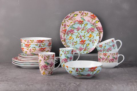 Porcelain Irregular Shape Dinnerware Set with Flower Design