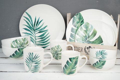 New Bone China Dinnerware Set with Leaves Design 7861Y