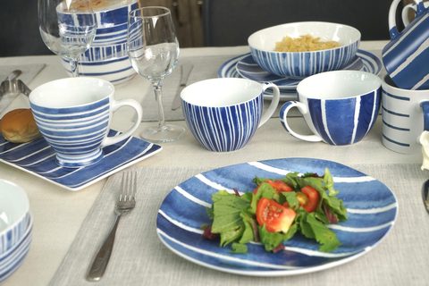 Porcelain Dinnerware Set with Blue Design