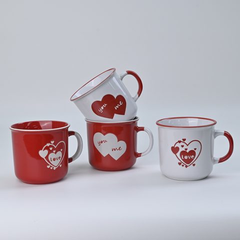 Stoneware Bullet Mug with Embossed Valentines Day Pattern