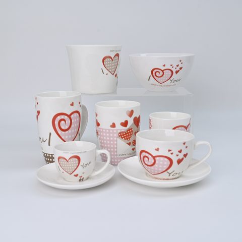 New Bone China Valentines Day Gift Mug Set