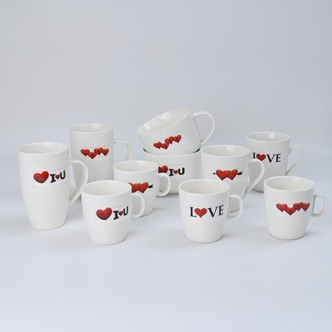 New Bone China Coffee Mug Set Heart Design