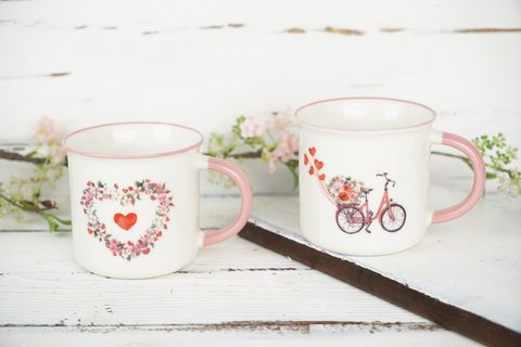 New Bone China Mug with Flower Design 7882W