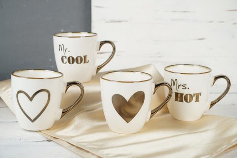 New Bone China Mug with Metallic Pattern BH904