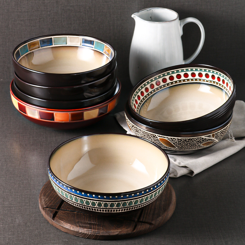 Chinese Kiln-changed Reactive Glaze Hand-painted Ceramic Soup Bowl Collection