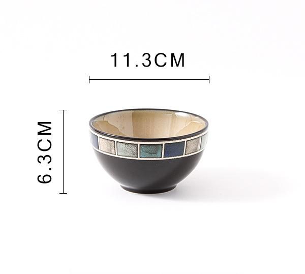 Blue Grid Rice Bowl (4.5-inch)