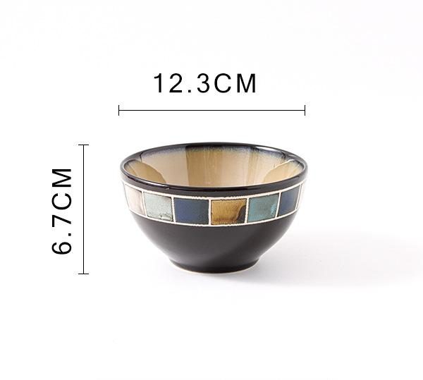 Blue Grid Rice Bowl (4.8-inch)