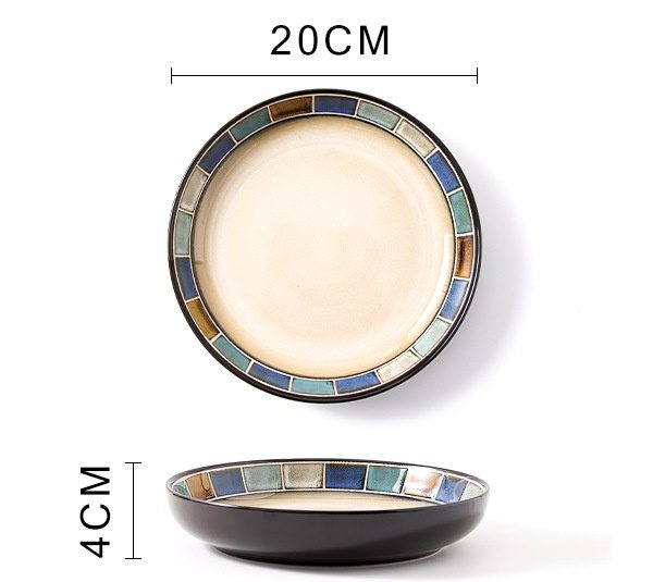 Blue Grid Deep Plate (8-inch)