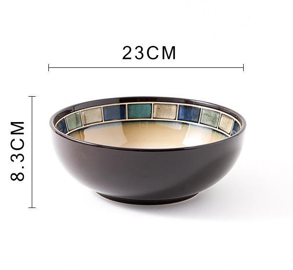 Blue Grid Soup Bowl (9-inch)